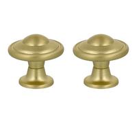 Amig - Pack of 2 Furniture Knobs - Diameter Ø30 mm - Brushed Gold Color - Made of Zamak - Gold Drawer Pulls - Mod. 809