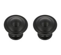 Amig - Pack of 2 Furniture Knobs - Diameter Ø30 mm - Matte Black Color - Made of Zamak - for Kitchen and Bathroom Drawers and Cabinets with Modern Decorative Style and Comfortable Use - Mod. 809