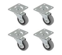 Amig - Pack of 4 Furniture Castors Model 2502 with Plate and Bearings | Diameter: 30 mm | Maximum Load per Castor: 15 kg | Made of Rubber | Colour: Grey | Without Brake