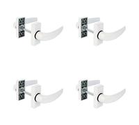 Amig - Pack of 4 Rosette Door Handle Sets - Model Delta - 121 x 72 mm - 8 mm Spindle - Elegant and Simple Design - Ergonomic Grip Handle - White Aluminum