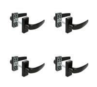 Amig - Pack of 4 Rosette Door Handle Sets - Model Delta - 121 x 72 mm - 8 mm Spindle - Elegant and Simple Design - Ergonomic Grip Handle - Black Aluminum