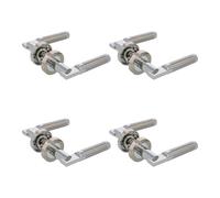 Amig - Pack of 4 Rosette Door Handle Sets - Model Rumi - Ø52 mm - 8 mm Spindle - Handle with Elegant and Simple Design - Brushed Nickel Aluminum