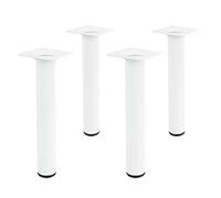 Amig - Pack of 4 Round Steel Legs - Sturdy and Versatile - for Office and Home Furniture - Easy Installation - with Anti-Scratch Cap, White, 30 x 100 mm, Metal