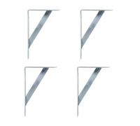 Amig - Pack of 4 Shelf Brackets - Heavy-Duty Wall Brackets for Shelves and Worktops - Strong and Reliable Support up to 330 kg - 250 x 200 mm - Steel - Silver