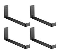 Amig - Pack of 4 Straight Brackets for Industrial Shelves | 103 x 261 x 40 mm | Steel | Colour: Matte Black | Set of 4 Angles for Shelves | Black Metal Brackets