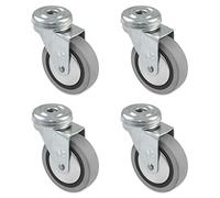 Amig - Pack of 4 Wheels for Furniture mod. 2504 | with Hole and Bearings | Measurement: Ø 50 mm | Maximum Load per Wheel: 25 kg | Made with Rubber |Color Grey | Without Brake