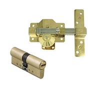 Amig - Pack of Steel Lock and Brass Cylinder Matched for Wooden Doors, Mod. 1PLUS, 70 mm (35-35), Increase The Security of Your Home, Gold Steel
