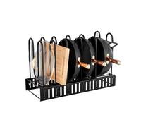Amig - Pan Organizer - 6 Adjustable Compartments - Black Steel - Kitchen Storage for Lids and Pans - Size: 20 x 24 x 30 cm