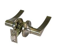 Amig - Passage Door Handle Set with Latch - Entrance Latch 60/70 mm - for Wooden Doors 35 to 45 mm - Handle with Rosette - Adjustable and Reversible - Leather - Zamak - Mod. 711