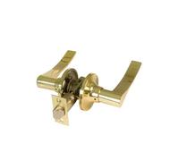 Amig - Passage Door Handle Set with Latch - Entrance Latch 60/70 mm - for Wooden Doors 35 to 45 mm - Handle with Rosette - Adjustable and Reversible - Gold - Zamak - Mod. 711