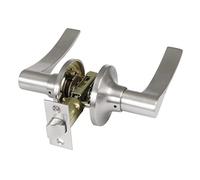 Amig - Passage Door Handle Set with Latch - Entrance Latch 60/70 mm - for Wooden Doors 35 to 45 mm - Handle with Rosette - Adjustable and Reversible - Matt Chrome - Zamak - Mod. 711