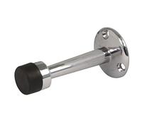 Amig | Passage Door Stopper | Diameter 19 x 75 mm | Model 601 | Brass | Gloss Chrome Finish | Black Rubber | Wall Mounted | Includes Screws for Installation