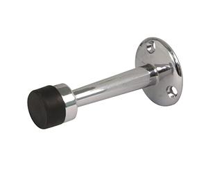 Amig | Passage Door Stopper | Diameter 19 x 75 mm | Model 601 | Brass | Gloss Chrome Finish | Black Rubber | Wall Mounted | Includes Screws for Installation