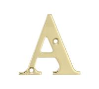 Amig - Polished Brass Letter A for Inside and Outside Screws | 50mm | Ideal for Gates, Walls or House Facades | Gold Finish