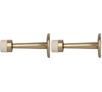 Amig - Premium Wall-Mounted Metal Doorstop - 73mm - White Rubber Buffer - Screws Included - Modern Design - Easy Installation - Brushed Gold & Stainless - Steel Finish (Pack of 2)