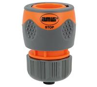 Amig - Quick Connector for Hose | 1/2" | with Quick Click Anchor | Safety Stop Function | ABS Plastic & Rubber | Orange and Grey