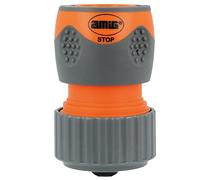 Amig - Quick Connector for Hose, 3/4 inch, with Quick Anchor System by Click, Safety Stop Function, ABS Plastic and Rubber, Orange and Grey
