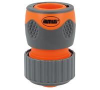 Amig - Quick Connector for Hose - 3/4" - with Quick Click Anchor System - Quick and Easy Connection for Garden Water Hoses - ABS Plastic and Rubber - Orange and Grey