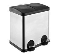 Amig Recycling Double Bin Recycling Model RECIK2-2 x 15L - 30 Litres - with 2 Compartments and Opening with Pedal - 48 x 32 x 40 cm - Capacity 15 L per Container - Hermetic Lid - Stainless Steel