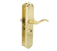 Amig - Right Door Handle Mod. ALFA with Lever Mod. 46 - Brass Plated Steel - 255 x 48 mm - 8 mm Spindle - Incl. 2 Keys - for Doors from 35 to 45 mm - Gold