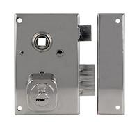 Amig - Right Overfill Lock with Lever Lock Tongue and Square for Wooden Doors Model 75N 72 x 112 mm Security Round Cylinder Silver Steel