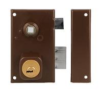 Amig - Right Overfill Lock with Lever, Tongue and Square for Wooden Doors Model 75N | 67 x 112 mm | Security Round Cylinder | Brown Steel