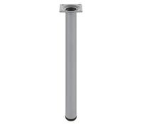 Amig - Round Furniture Leg - 30X600 cm - Steel - For Kitchen, Dining and Office Tables - Anti-Scratch Cap - Heavy-Duty - White - Fixings Included