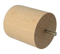amig - Round Furniture Leg, Beech Wood Leg with Natural Finish, Replacement Legs for Sofas, Beds, Tables, Fixing: Metal Spike of Metric 8, Measurements: 68 x 80 mm