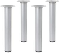 Amig - Round Furniture Leg | Sturdy Alloy Steel | Easy Fixation | Versatile Design | Includes Screws | Ideal for Tables and Desks, Silver, 30 x 200 mm