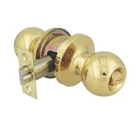 Amig - Round Knob 610 | Polished Brass Finish | Access Function with Key & Lock | Easy Installation with Template | Ideal for Various Areas, Polished Brass, 0, Brass