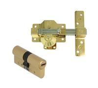 Amig - Safety Set Lock and Round Cylinder Mod. 1EPLUS | Opening Pins and Anti-Bumping System | Lock 90 x 154 mm | Cylinder Diameter 70 mm (30-40) | 5 Keys | Steel | Gold