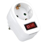 Amig - Schuko socket strip, 1 way, model 3213 with earth plug for electrical devices | wall adapter with switch | maximum voltage: 250 V | maximum current: 10/16 A