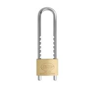 Amig - Security Padlock | Extra Long Shackle | Adjustable: from 63 to 150 mm | Width: 50 mm | Brass Body and Treated Steel Shackle | Double Locking | Includes 2 Keys