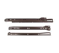 Amig - Set of 2 Metal Runners Mod.16 with Wheels for Furniture Drawers or Cupboards White Painted Steel Load Capacity 18kg/Pair Dimensions 400 x 37 mm Brown
