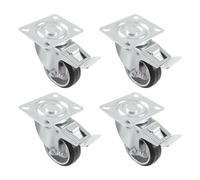 Amig - Set of 4 Brake Castors for Furniture | Diameter 80 mm | Rotating Wheels with Mounting Plate | Maximum Load 70 kg | For Moving Heavy Furniture | Roller Bearings | Metal Core | Black Rubber