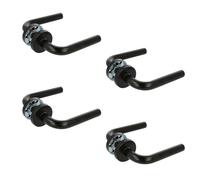 Amig - Set of 4 Handles with Internal Rosette for Doors | Model 4RX | 135 x Ø19 mm | 8 mm Square | Elegant and Simple Design | Black Stainless Steel