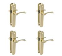 Amig - Set of 4 Sets of 2 Handles with Oval Steel Plate and zamak Handle with Nickel-Plated Finish for Interior Doors - 237 x 40 mm · Handle 120 mm - Screws Included