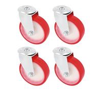 Amig - Set of 4 Swivel Wheels with Hole | Diameter 80 mm | Maximum Weight 100 kg | for Moving Heavy Furniture | Roller Bearings | White Nylon Core | Red Polyurethane