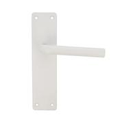 Amig - White Aluminium Handle Set with Square Plate and Curved Handle for Passage and Interior and Exterior Doors - 222 x 55 mm | Handle with Decorative and Modern Crank Handle
