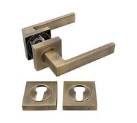 Amig - Set of Door Handles | Cadiz Model | 52 x 124 mm | with Keyhole | Elegant and Simple Design | Ergonomic Grip Handle | Zamak Leather