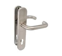Amig - Set of Door Handles with Plate | Mod. 3PXB85 | 139 x 19 mm | 8 mm Square | Elegant and Simple Design | 18/8 Stainless Steel Matte Silver