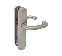 Amig - Set of Handles with Plate for Doors - Mod. 3PX - 139 x Ø19 mm - Square 8 mm - Elegant and Simple Design - Stainless Steel 18/8 Matte Silver