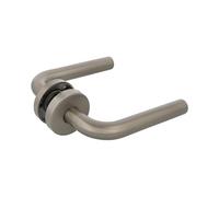 Amig - Set of Handles with Rosette | Antibacterial Treatment | Ø52 mm | Elegant and Simple Design | Ideal for Your Home or Office | 18/8 Stainless Steel | 8 mm Square | Matt