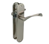 Amig - Set of Handles with Steel Plate for Doors | ISHI PB | 240 x 45 mm | 8 mm Square | Elegant and Simple Design | No Key | Brushed Nickel Aluminium