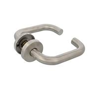 Amig - Set of Rosette Door Handles | Mod. 3RXD | 139 x 19 mm | 8 mm Square | Elegant and Simple Design | Matte Silver Stainless Steel