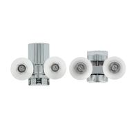 Amig - Set of Shower Door Rollers | 2 Units Upper and Lower | Ø25 mm | for 6 mm Thick Shower Doors | Chrome-Plated zamak Clamps | Nylon Wheels | Smooth and Durable Sliding