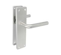 Amig Silver Plated Aluminium Square Plate Curved Handle for Entrance and Entrance Indoor Outdoor 222x55mm Handle with Decorative Modern Crank Handle