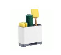 Amig - Sink Organizer Noxi Soft - 13.5 x 9.5 x 18 cm - Durable Steel and Plastic - White Color - Holder for Sponges, Brushes, and Detergent with Removable Tray