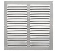 Amig - Square Aluminium Grille with Mosquito Net - Air Outlet Vent - Ideal for Kitchen and Bathroom Ceiling - Dimensions 300 x 300 mm - Colour Silver