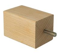 amig - Square Furniture Leg, Beech Wood Leg with Natural Finish, Replacement Legs for Sofas, Beds, Tables, Fixing: Metric Metal Spigot 8, Measurements: 50 x 50 x 80 mm